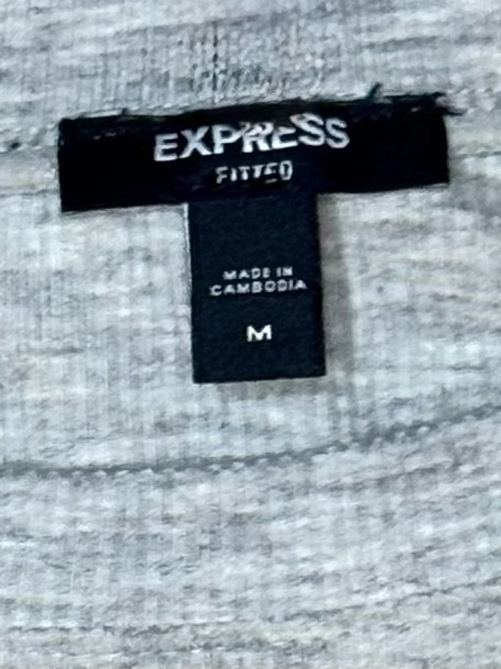 Express Fitted Ribbed Tee Heather Gray Crew Neck Stretch Top Size Medium - Picture 3 of 5